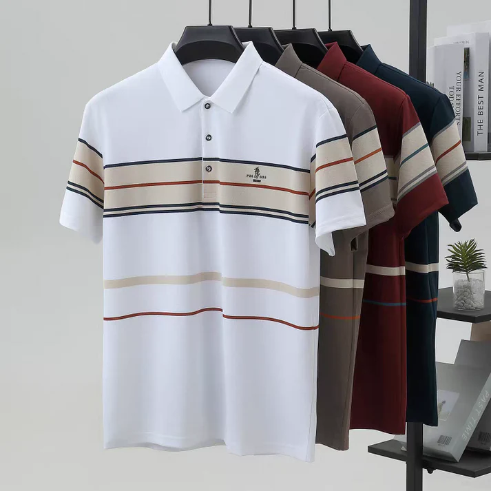 Ravicos Premium Maroon Striped Polo T-Shirt | Men's Cotton Regular Fit Half Sleeve Polo