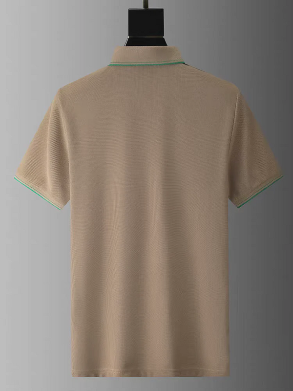 Ravicos Premium White Polo T-Shirt with Green Contrast | Men's Cotton Regular Fit Half Sleeve Polo