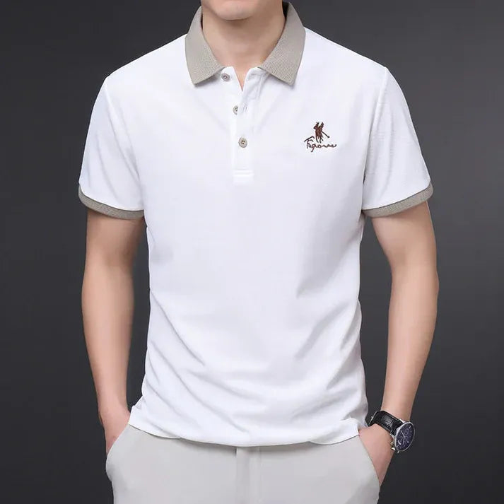 Ravicos Premium Coral Polo T-Shirt with Beige Collar | Men's Cotton Regular Fit Half Sleeve Polo