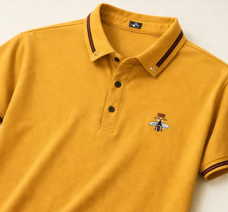 Ravicos Premium Mustard Yellow Polo T-Shirt | Men's Cotton Regular Fit Half Sleeve Polo