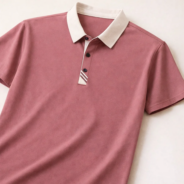 Ravicos Premium Cream Polo T-Shirt with Brown Contrast Collar | Men's Cotton Regular Fit Half Sleeve Polo
