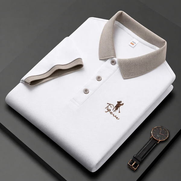 Ravicos Premium Coral Polo T-Shirt with Beige Collar | Men's Cotton Regular Fit Half Sleeve Polo