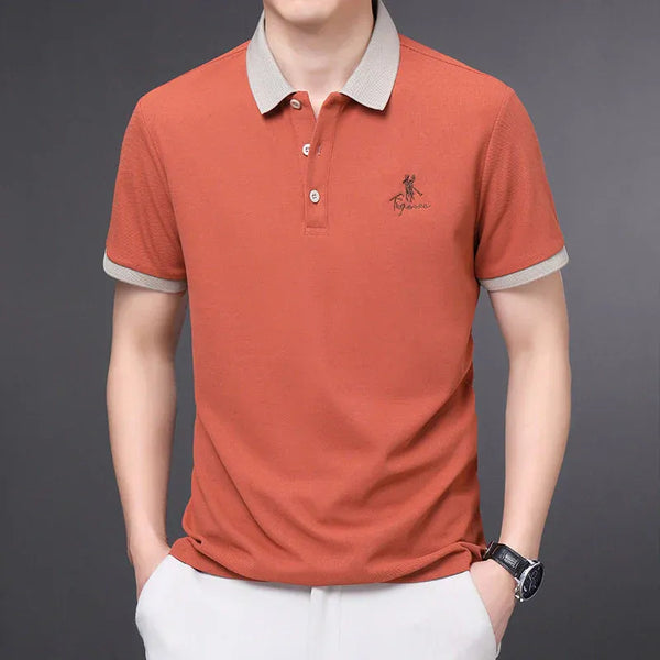 Ravicos Premium Coral Polo T-Shirt with Beige Collar | Men's Cotton Regular Fit Half Sleeve Polo