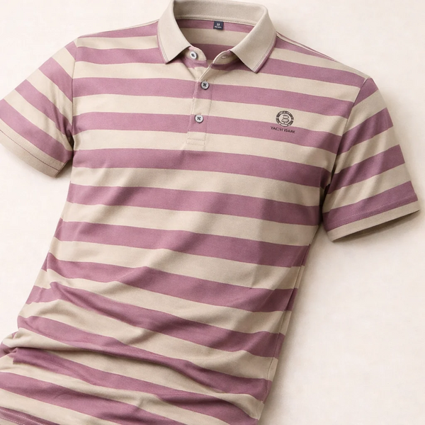 Ravicos Premium Blue & White Striped Polo T-Shirt | Men's Cotton Regular Fit Half Sleeve Polo