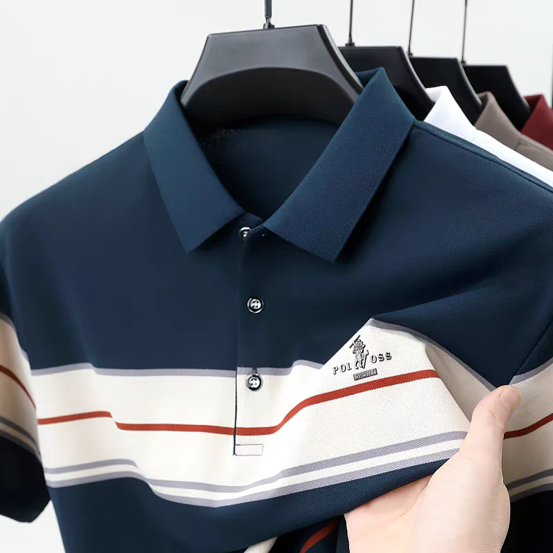 Ravicos Premium Maroon Striped Polo T-Shirt | Men's Cotton Regular Fit Half Sleeve Polo