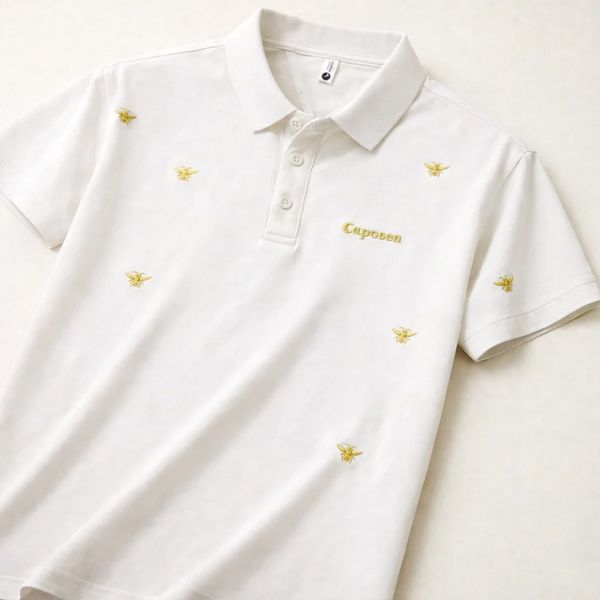 Ravicos Premium White Embroidered Polo T-Shirt | Men's Cotton Regular Fit Half Sleeve Polo