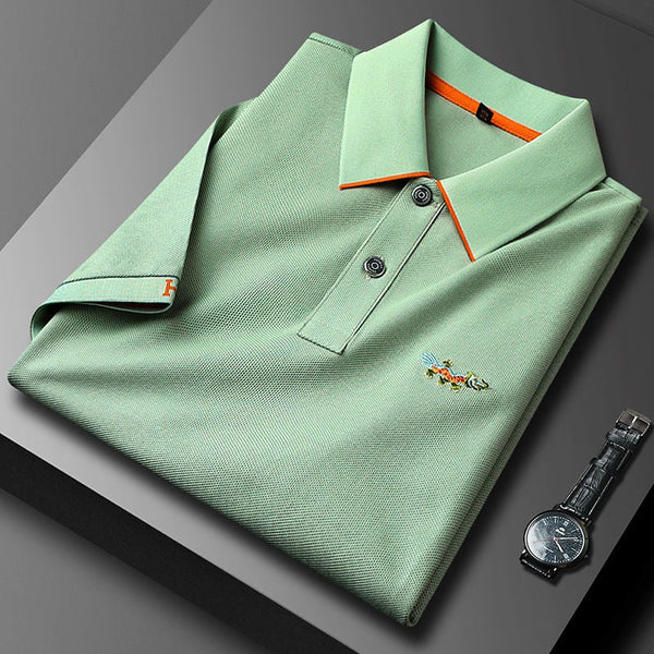 Ravicos Premium Black Polo T-Shirt with Orange Contrast | Men's Cotton Regular Fit Half Sleeve Polo